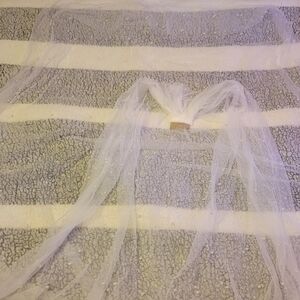 Elegant Sheer White Veil with Pearl Details
